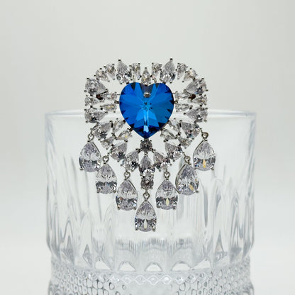 Luxury Exquisite Heart Brooch Pendant Sparkling Austrian Crystal Statement
