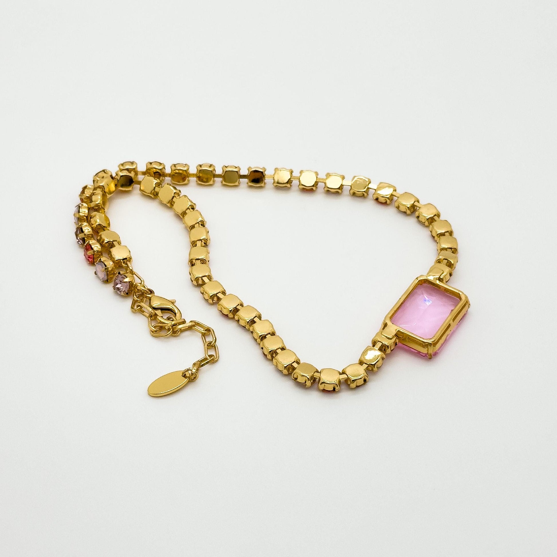 Pink Zircon Pendant Necklace and Earrings Gift Jewellery Set