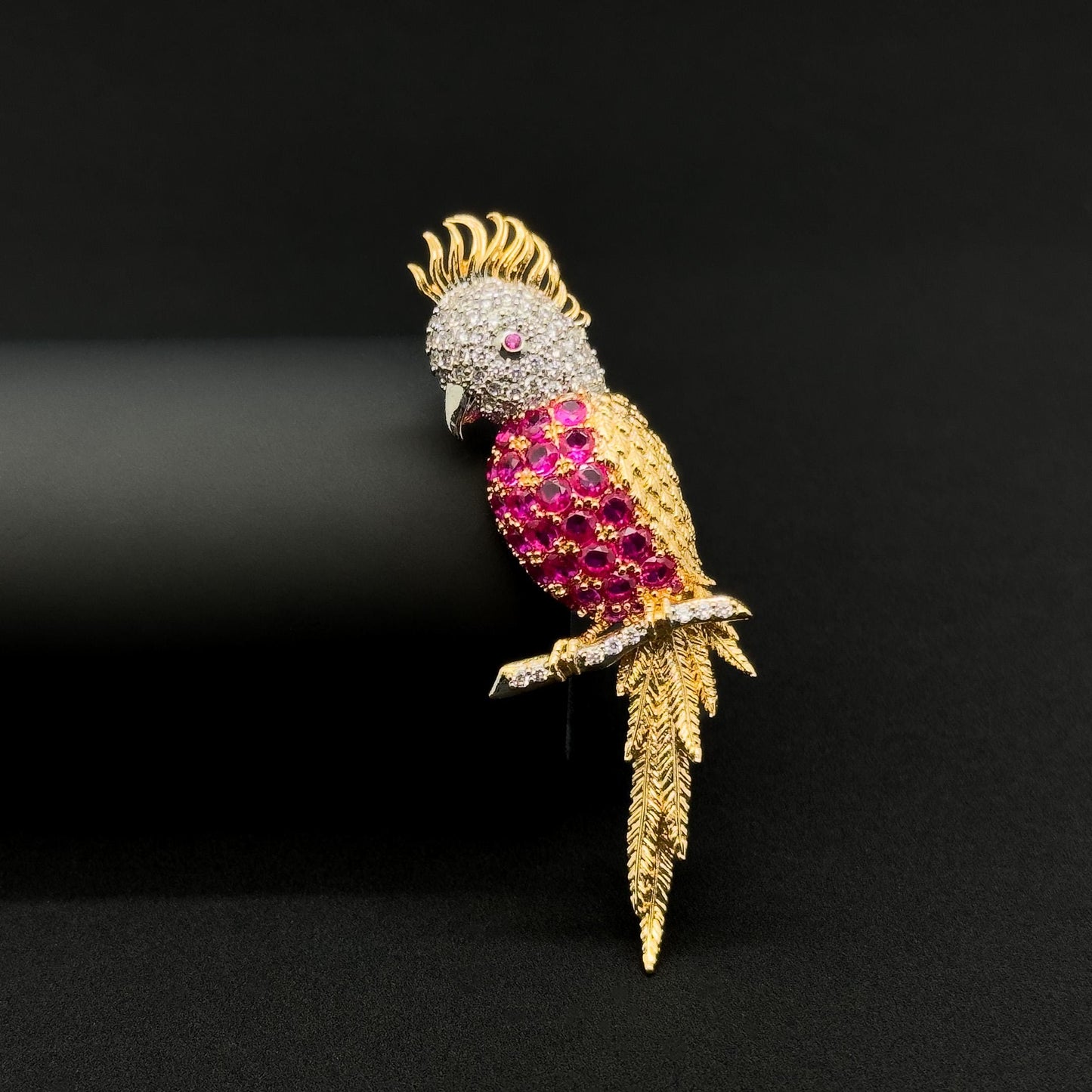 Mini Parrot Crystal Brooch 3D Gold-Plated Bird Pin Purple
