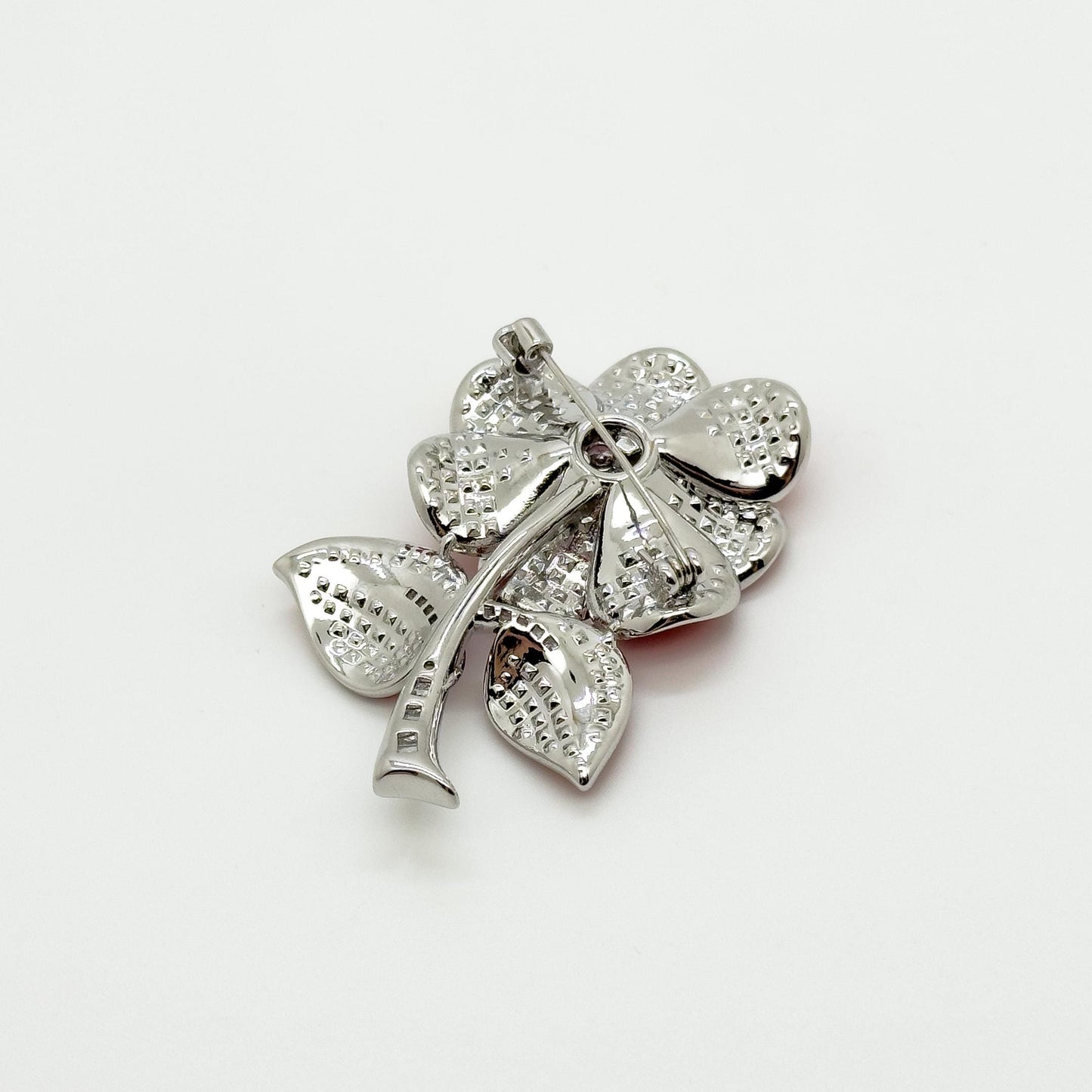 Purple Crystal Flower Brooch Rose Pin with Zircon Accents