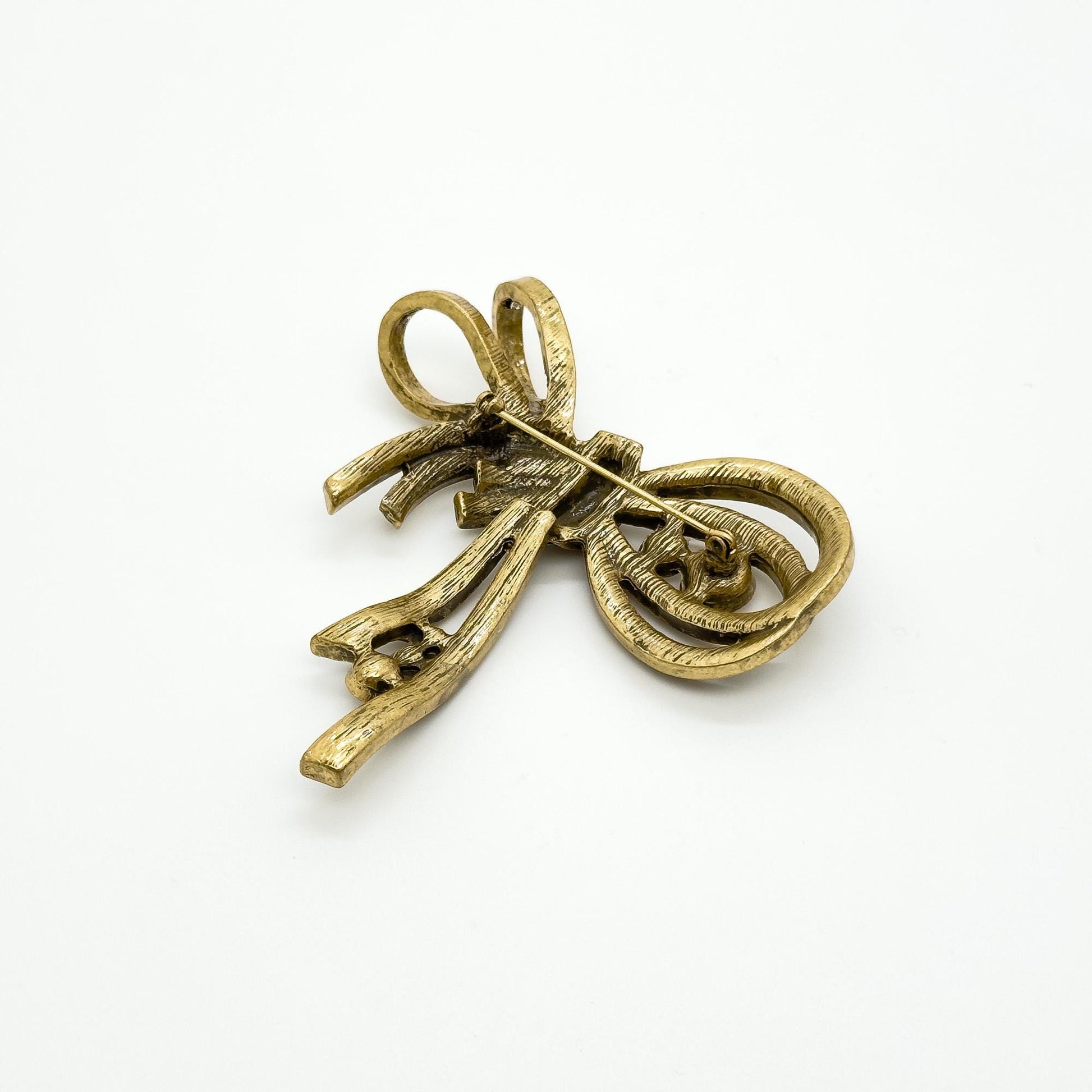 Art Deco Vintage Bow Brooch Large Rhinestone Zircon Coat Pin