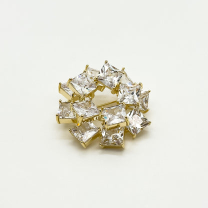 French Pink Ice Cube Brooch with Sparkling Zircon Accent