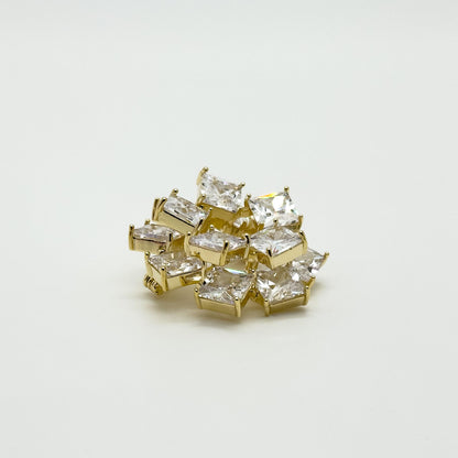 French Pink Ice Cube Brooch with Sparkling Zircon Accent