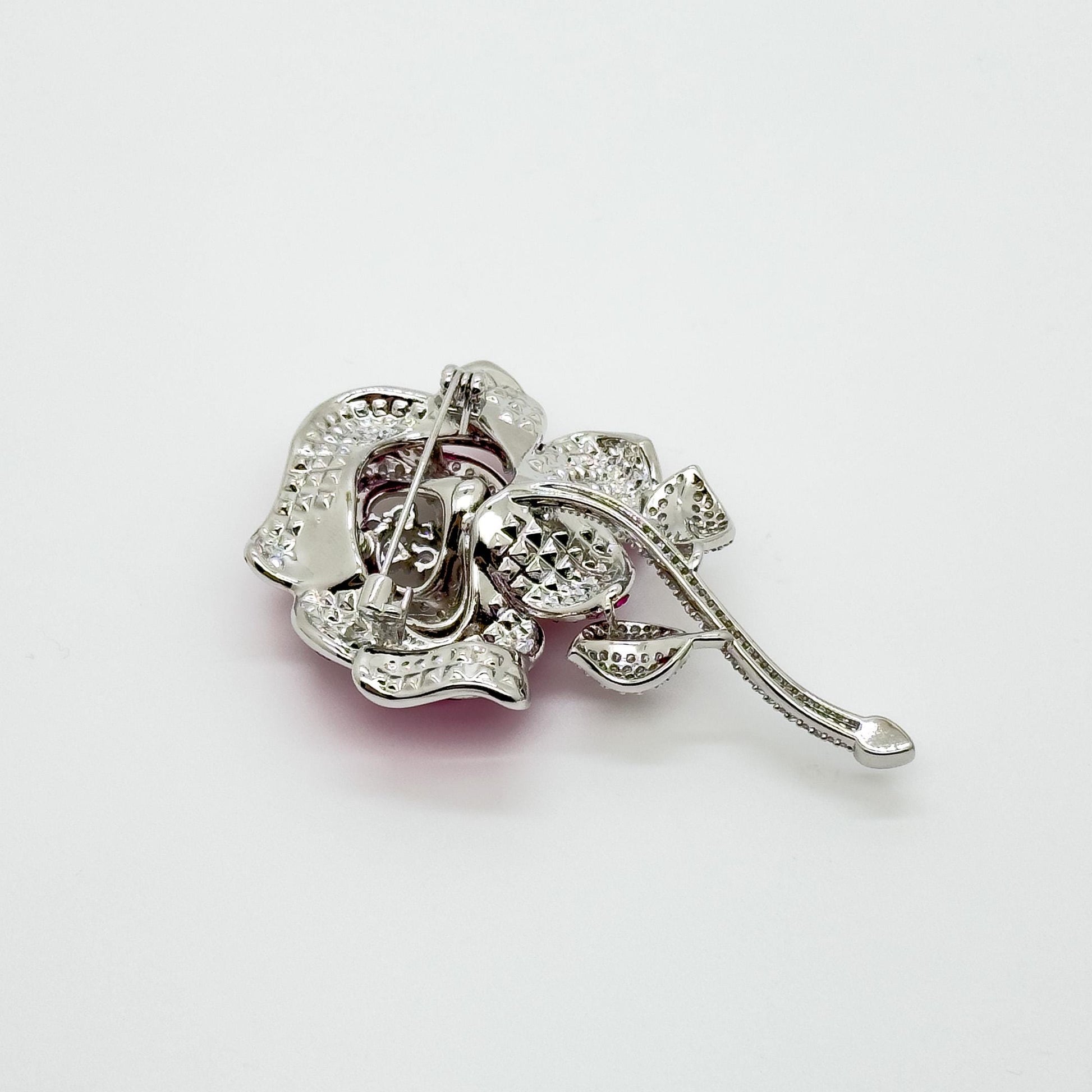 Purple Crystal Rose Brooch Luxury Rhinestone Copper Floral Pin