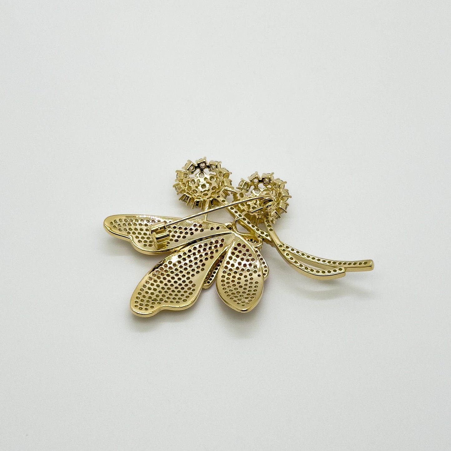 Pink Butterfly and Flower Rhinestone Brooch for Jackets