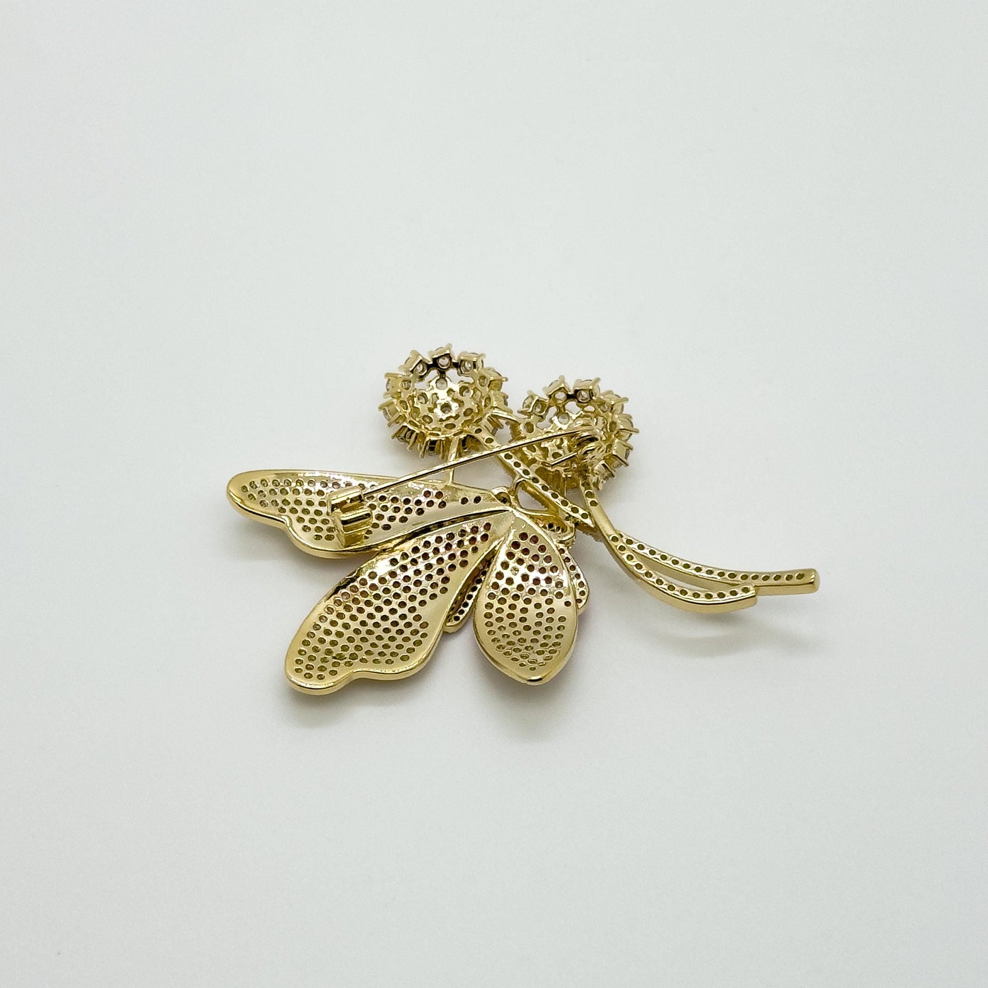 Pink Butterfly and Flower Rhinestone Brooch for Jackets