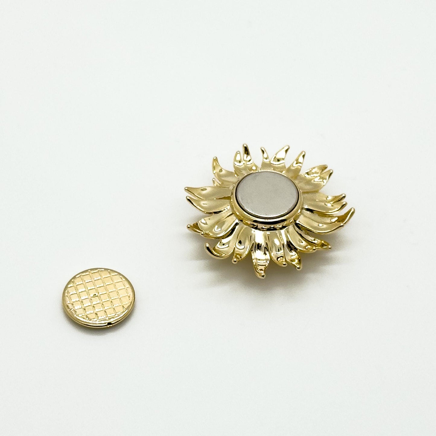 Austrian Crystal Sunflower Brooch with Rhinestones and Copper Pin