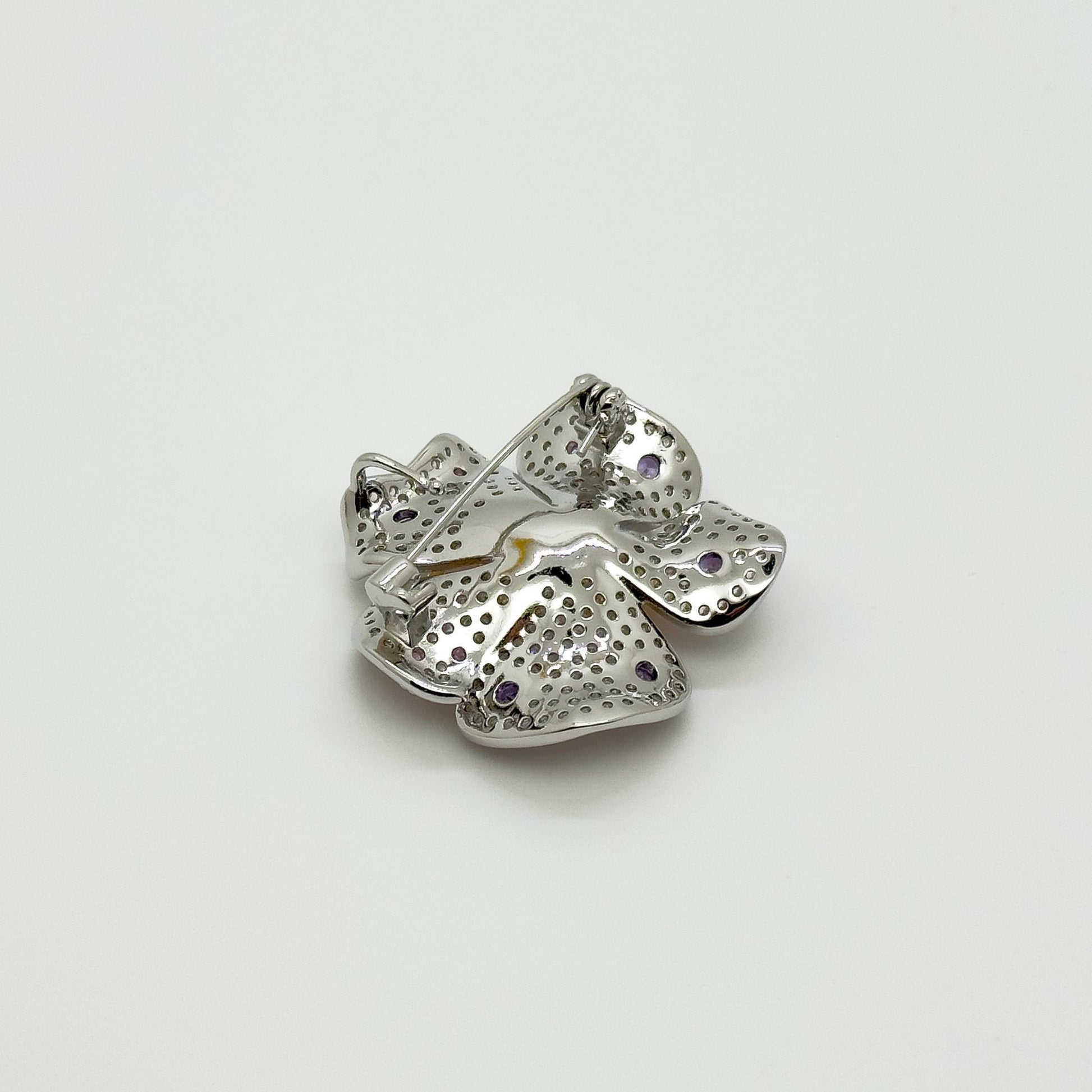 Delicate Pink Floral Crystal Brooch Pin for Suit Dress