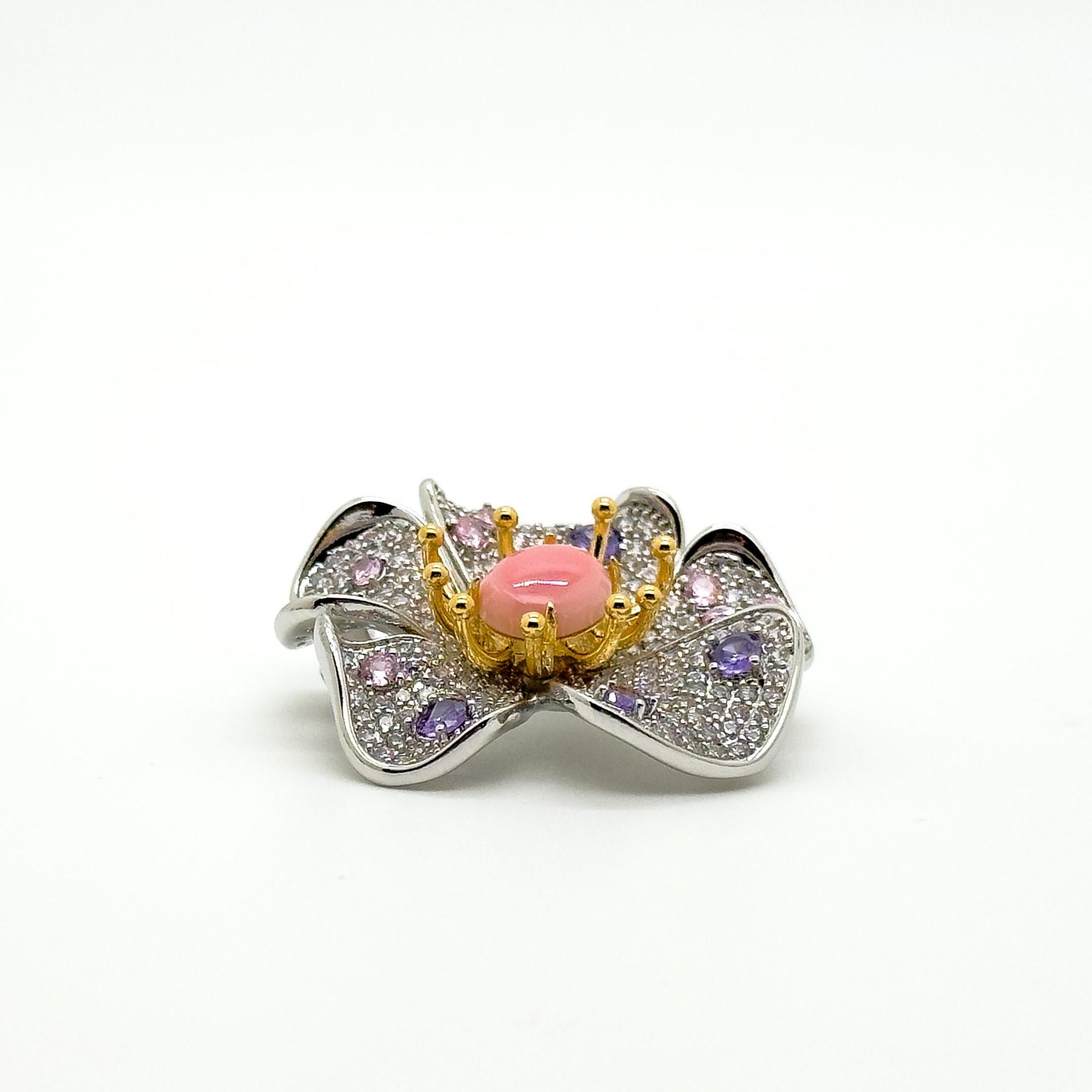 Delicate Pink Floral Crystal Brooch Pin for Suit Dress