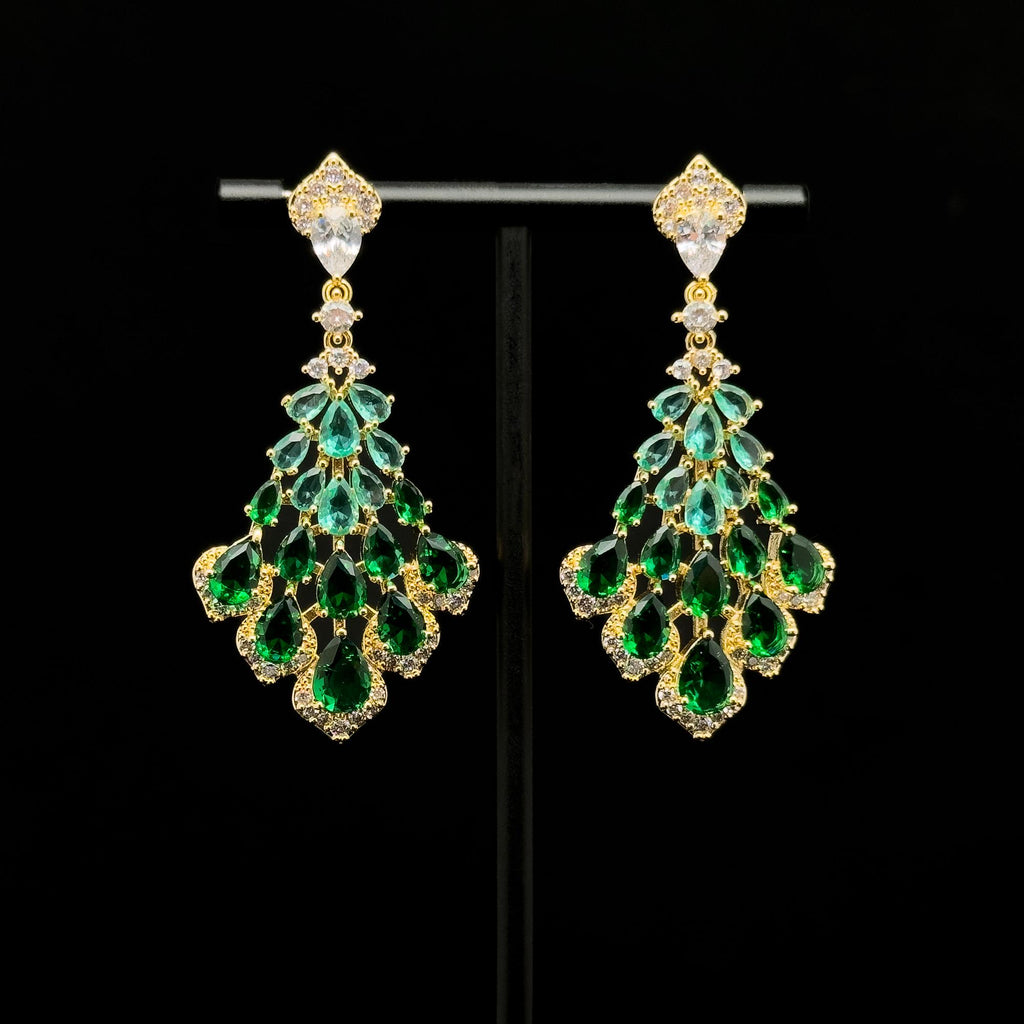 "Silver Veil Dangle & Drop Earring | Art Deco Geometric Symmetry Statement Earring