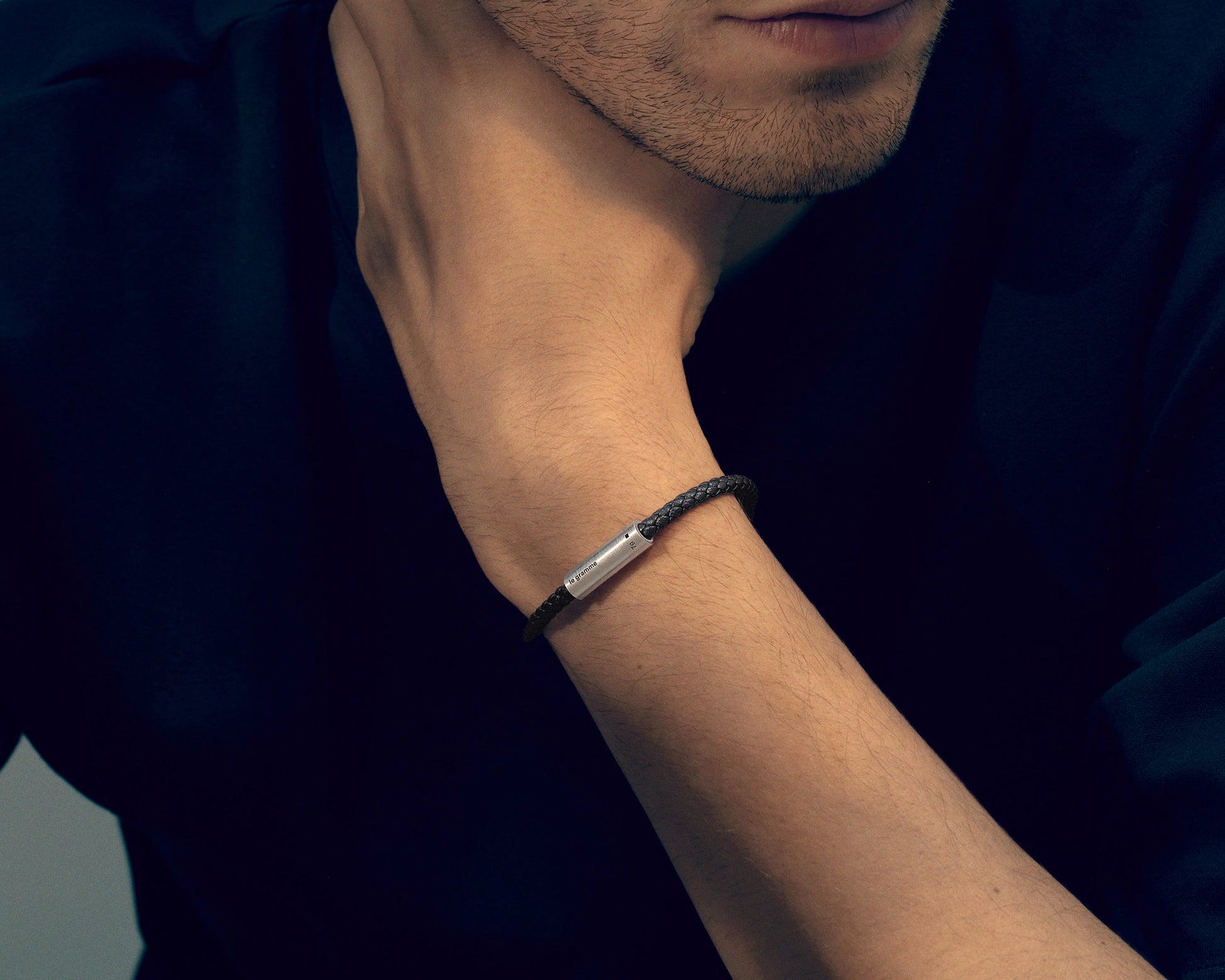 beige leather cable bracelet le 7g