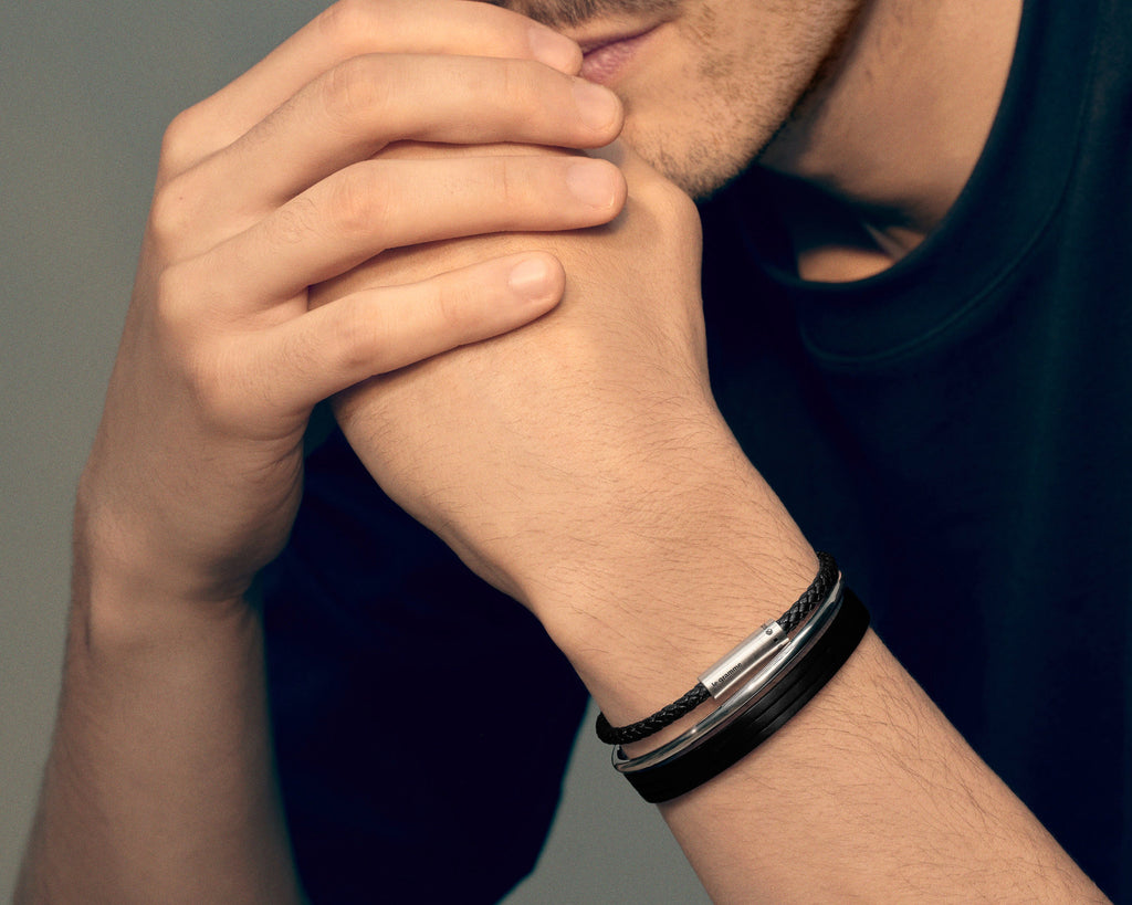 beige leather cable bracelet le 7g