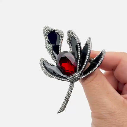 Luxury 3D Flower Crystal Brooch
