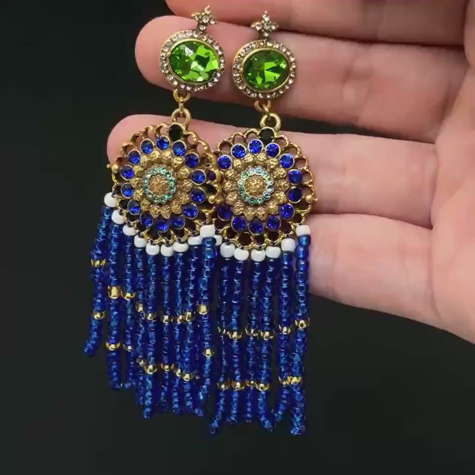 Veridian Oasis Fringe Earrings