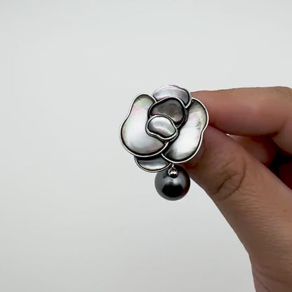 French style Mother of Pearl Camellia Brooch