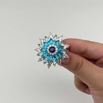 Blue Snowflake Zircon Brooch