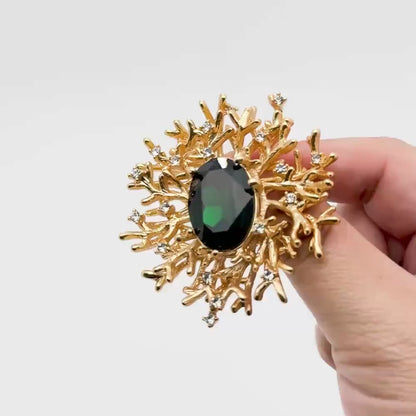 Royal Antler Blue Green Art Deco Gems Brooch