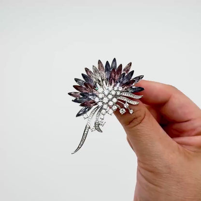 Crystal Flower Brooch