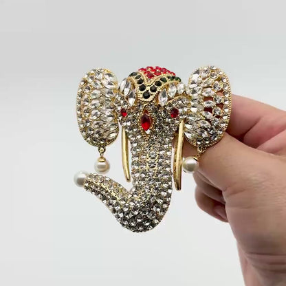 Crystal Elephant Brooch