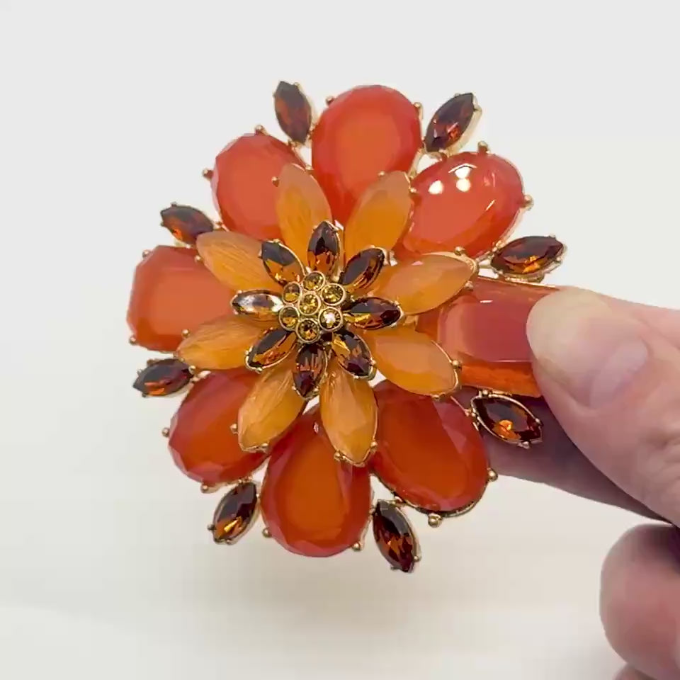 Crimson Blossom: The 3D Red Flower Brooch