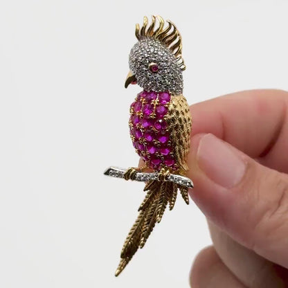 Mini Parrot Crystal Brooch
