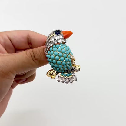 Turquoise Bird Brooch