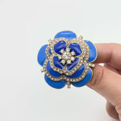 Blue Enamel Flower Brooch