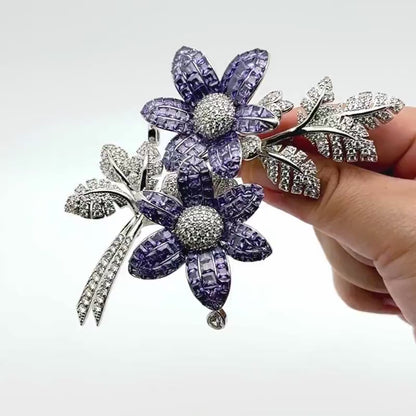 Blossom & Leaf Crystal Brooch