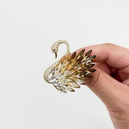 Elegant Crystal Swan Brooch