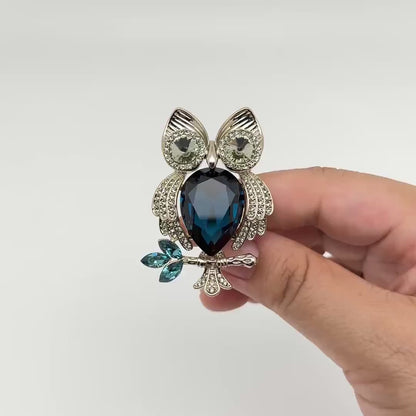 Crystal Owl Brooch Palace Style Dual-Purpose Pendant Brooch