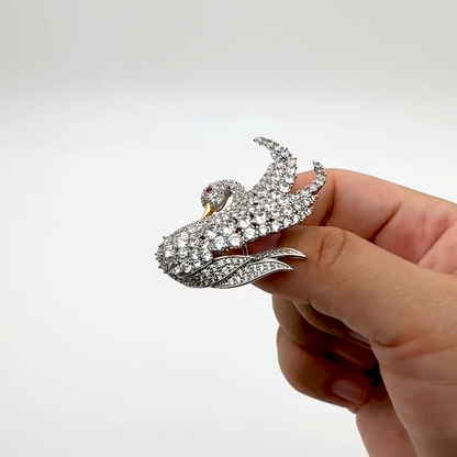 Crystal Swan Brooch